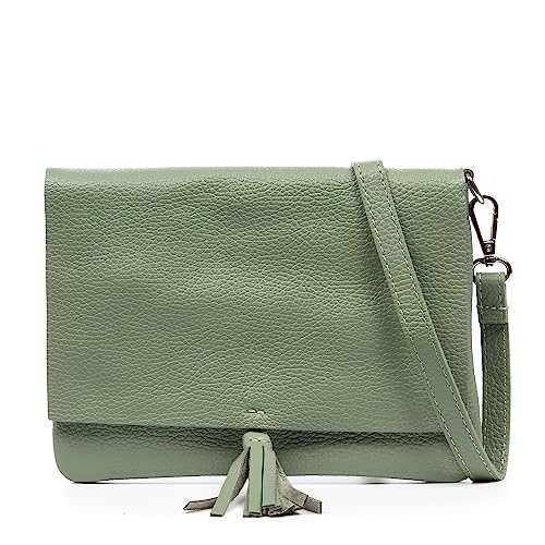 Sac bandoulière femme en cuir véritable Dollaro vert 22x3x17 cm FIRENZE ARTEGIANI