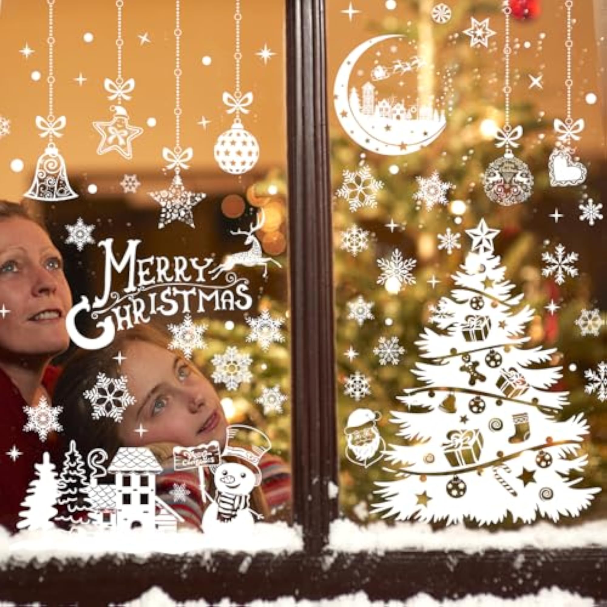 Window Stickers Christmas Self-Adhesive Snowflakes