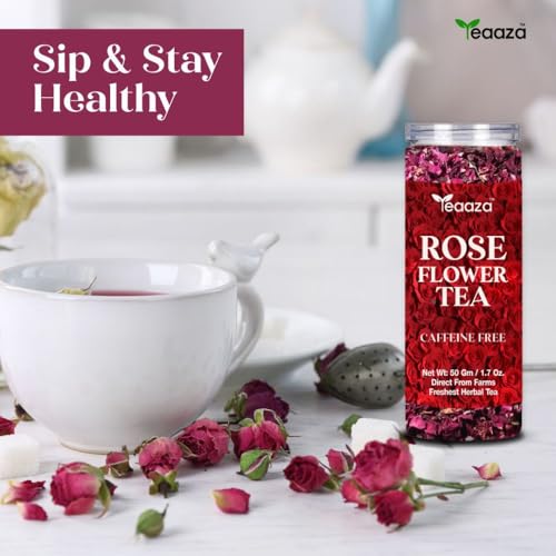 Image of Teaaza Rose Flower Tea Pack of 2- Grade A| Natural Sun-Dried Rose Petals 50 grams - 50 Cups each box | Herbal Tea | Rich In Vit - C | For Beautiful Hair & Skin | Loose Pack