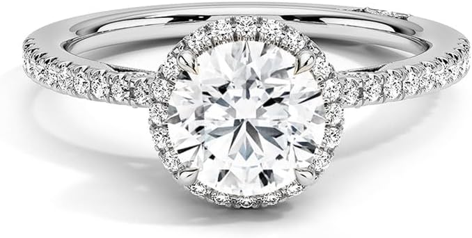 1.00 Ct. Certified Round Cut Moissanite Halo Engagement Ring, 14k Gold Finish Bridal Halo Style Color D Clarity VVS1 Moissanite Ring For Women