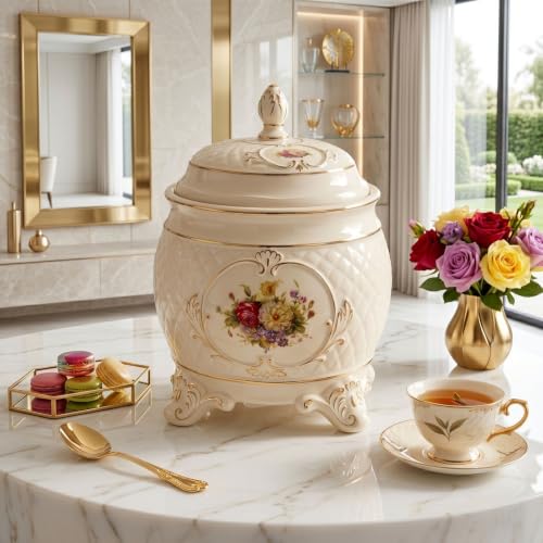 Tarro de porcelana para cocina con tapa ideal para proteger granos, café y azúcar 2