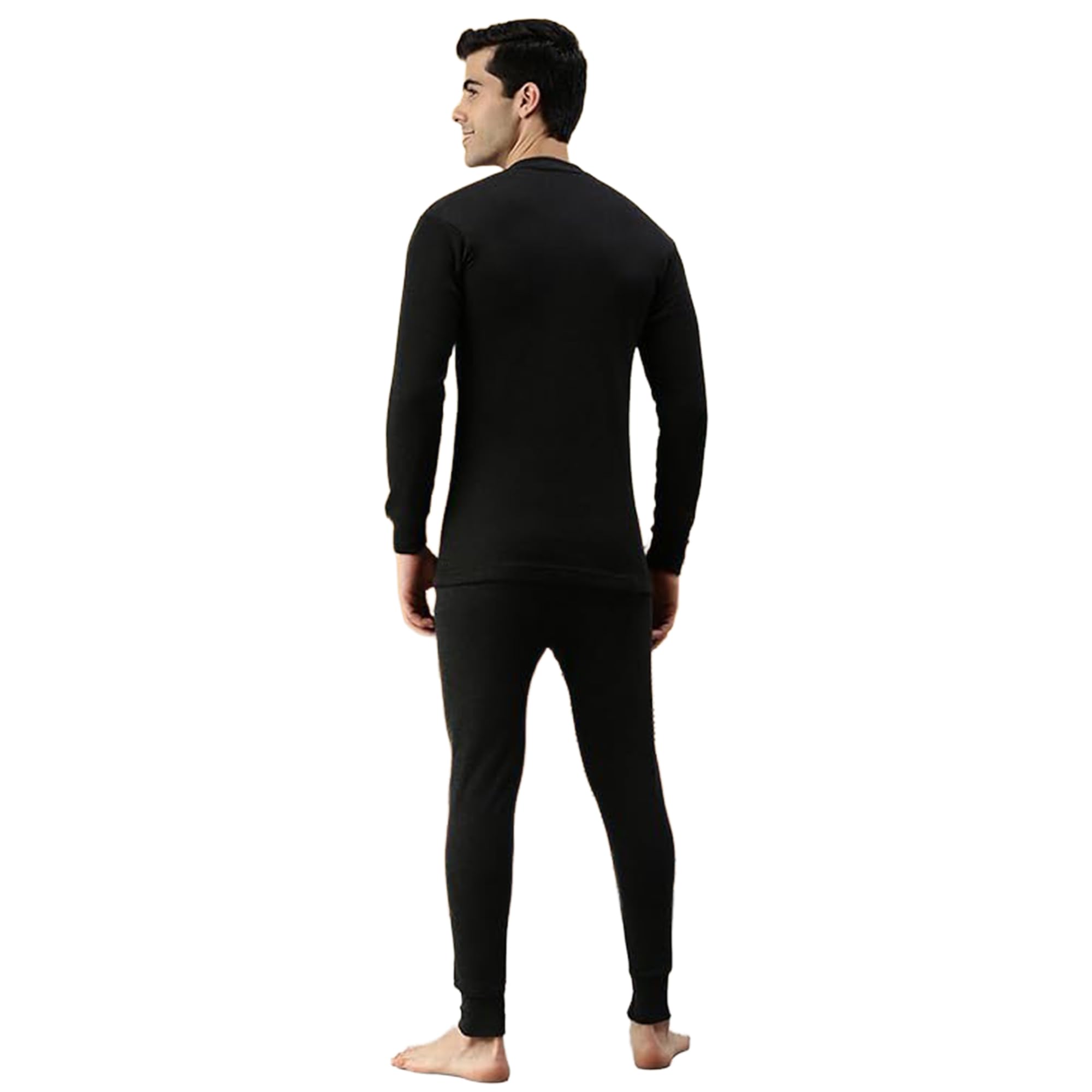Amul Comfy Men's Parka Round Neck Full Sleeve Top|Super Combed Cotton Rich Regular Fit Body Warmer Thermal Top | Soft, Breathable & Naturally Insulated Winter Thermal Undershirt Top Black - Image 3 thumbnail