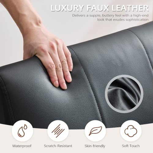 JIASTING Black Leather Accent Chair Set of 2