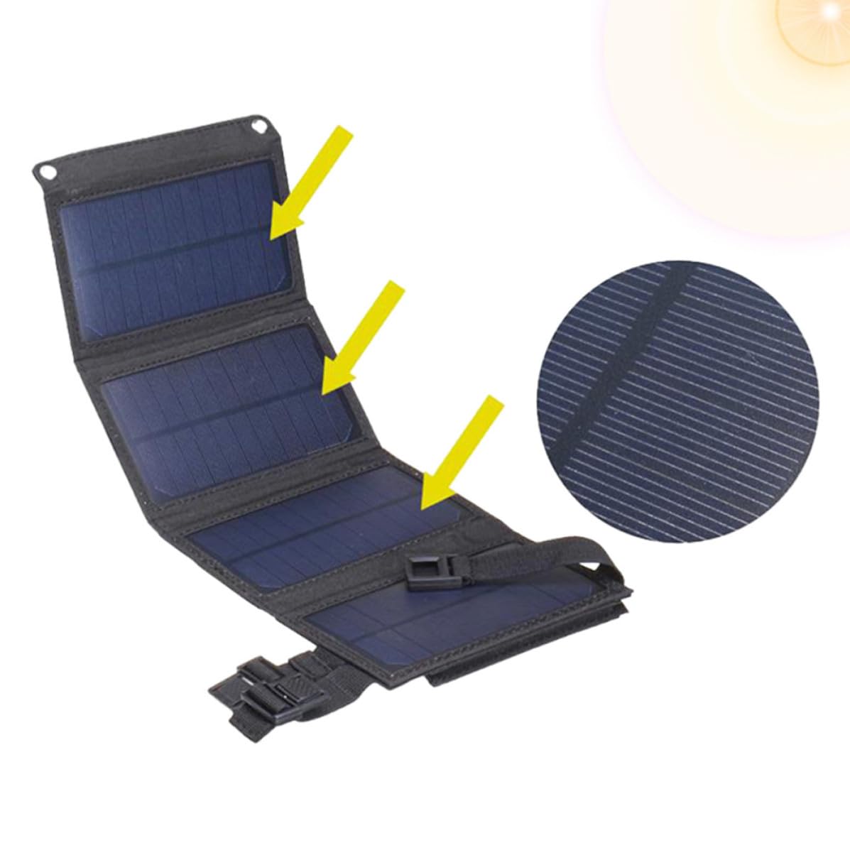 Caricabatterie Solare Pieghevole 10w USB per Telefoni Mobili Neri