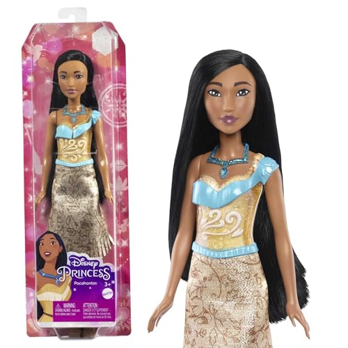 Mattel Disney Princess Pocahontas Muñeca princesa con pelo largo, juguete +3 años (HLW07)