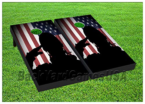 American Flag Series - Premium Cornhole Boards - Includes 2 Regulation Size 4' x 2' Cornhole Boards, and a Set of 8 Double Stitched Cornhole Bags (American Soldier Flag)