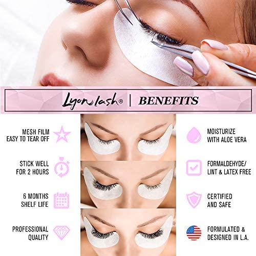 100 Pairs Eyelash Extension Under Eye Gel Pads By Lyon Lash - Lint Free With Aloe Vera Hydrogel Eye Patches, Premium Eyelash Extension Supplies & Beauty Tools, Fit Most Eye Shape, Stick Well #TOP4