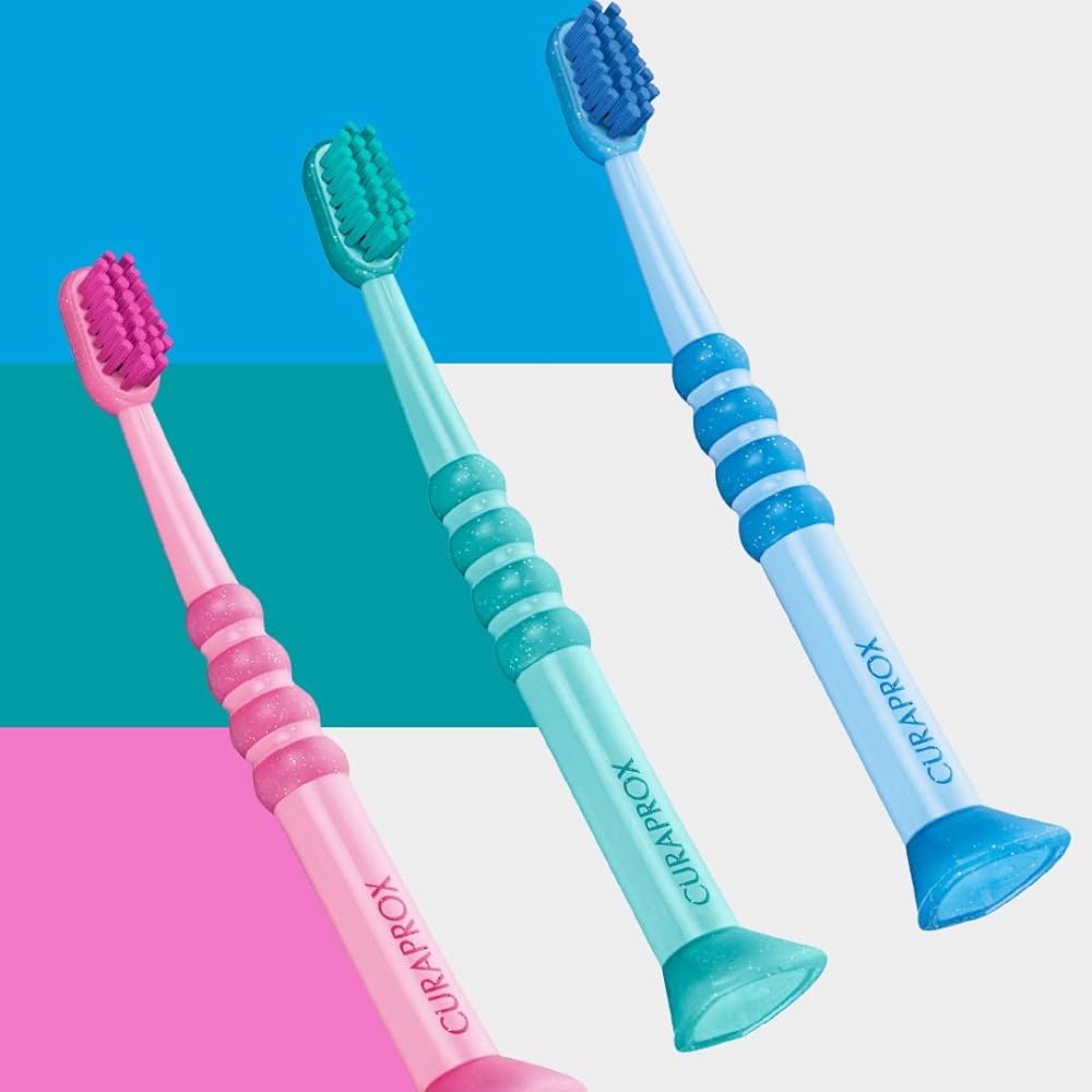 rika　　CURAPROX Curaprox Baby & Toddler Toothbrush (3-Pack), Safer Softer