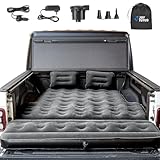 JOYTUTUS 5-5.2Ft Truck Bed Air Mattress with Removable Tailgate Extension, Thickened Inflatable 5ft Compact Short Truck Beds, Compatible with Tacoma&Ranger&Gladiator&Colorado&Canyon,Black