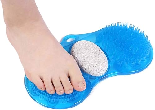 Miniatura 8 de Yosoo Health Gear Alfombrilla de masaje de pies de ducha, limpiador de masaje de pies de silicona azul con piedra pómez y cepillos de masaje dobles
