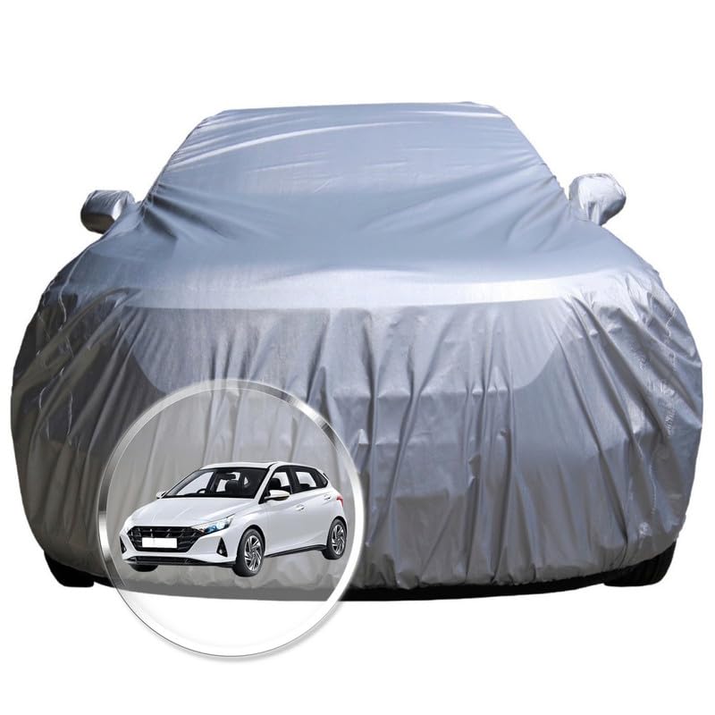 Image of NEODRIFT 'CrystalTech' Car Cover for Hyundai i20 (100% Water-Resistant, All Weather Protection, Tailored Fit, Multi-Layered & Breathable Fabric) (Colour: Crystal Silver) (Model: 2020-2025)