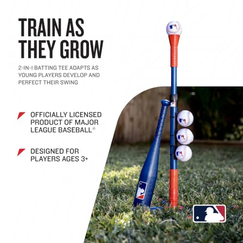 Franklin Sports Kids Baseball Tee - MLB 2-in-1 Grow-with-Me Tee Ball | Backyard Practice, Hand-Eye Coordination Builder, Includes Bat + Baseballs, Adjustable Height Design, Ages 3+ - image 2