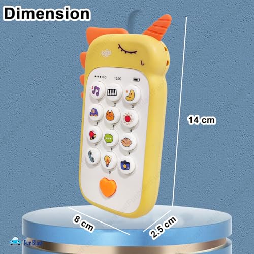 Image of FunBlast Cartoon Musical Mobile Phone for Kids, Mobile with Light & Sound Toys for Babies | Educational Toys for Kids 3+ Years /Boys /Girls-1 Unit (Yellow)