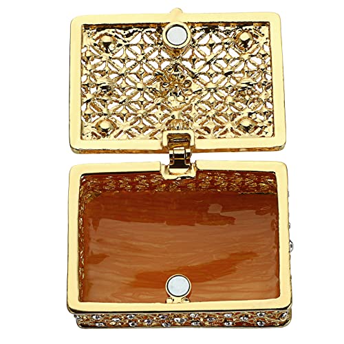 Elldoo Crystal Jewelry Trinket Box Rectangle Small Box Earring Ring Case Necklace Organzier Storage Box Wedding Brithday Gift, Gold #TOP7