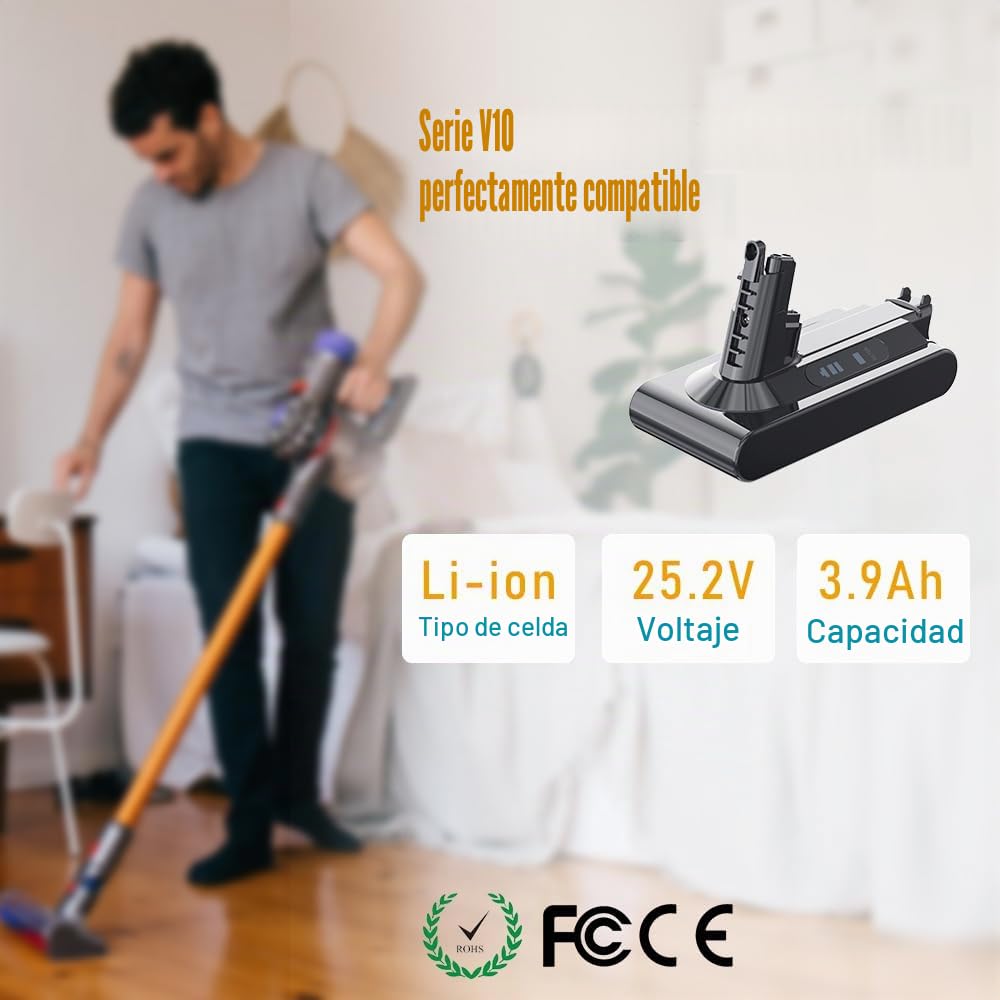STANEW Batería de Repuesto para Dyson V10 SV12 con filtros, Batería para Dyson Aspiradora V10, Absolute,Cyclone, Animal, Absolute, Fluffy, Motorhead, Total Clean, Li-Ion 25.2v 3900mAh
