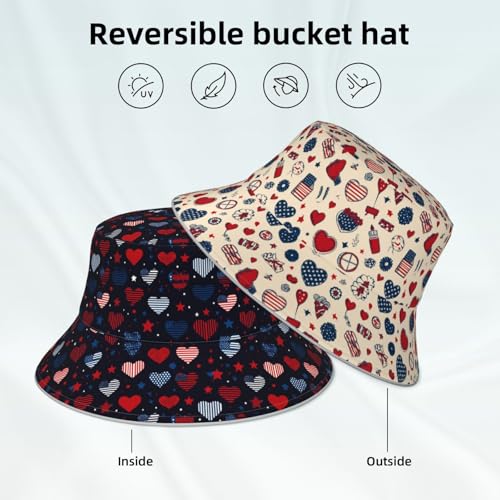 Image of Bucket Hat Double-Side-Wear Reversible Sun Hat Beach Travel Hiking for Women Men