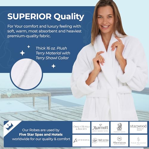 MONARCH Unisex Terry Bathrobe - 100% Lux Combed Cotton, Terry Shawl Collar Robe, Five-Star Hotel Choice, Non-Hooded3