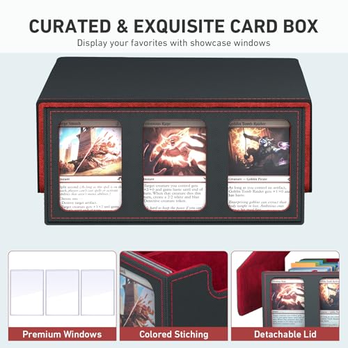 Image of 3-Row Trading Card Storage Box, Bulk Cards Case for 2400+ Mtg tcg Magic Playing Game Card Organizer, Commander Deck Box with 3 Supports & 24 Dividers