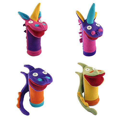 Cate and Levi Fantasy and Imagination Hand Puppets-Set of 4 Includes 2 Unicorns and 2 Dragons (100% USA Polar Fleece)