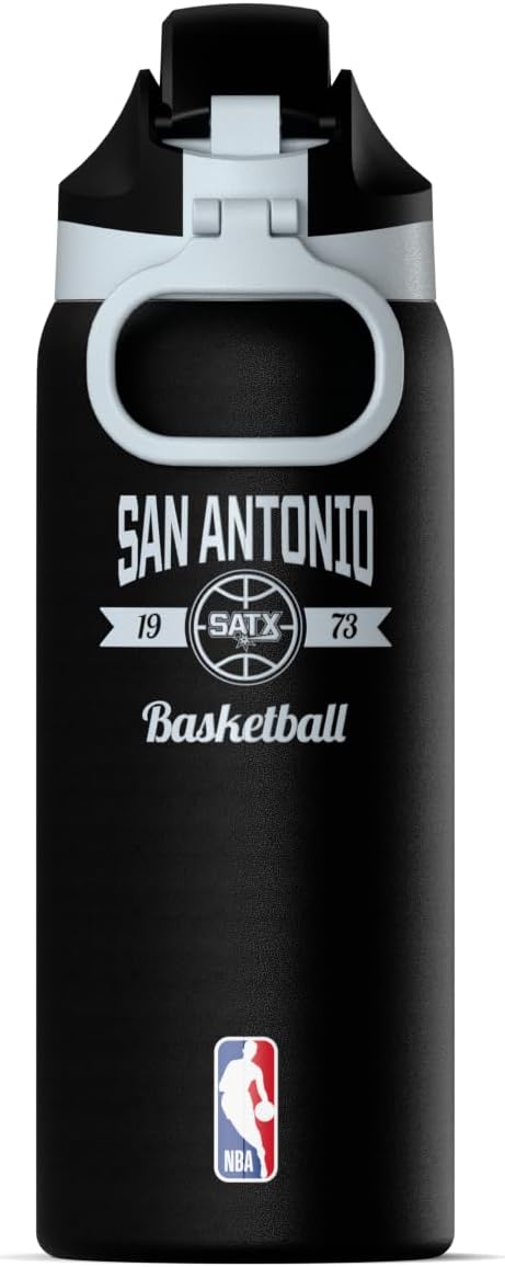 Hydrapeak x NBA Officially Licensed San Antonio Spurs Oasis 32 oz Water Bottle with Chug Lid Push Button, Stainless Steel Water Bottle No Straw, 32 oz Insulated Water Bottle - Image 2