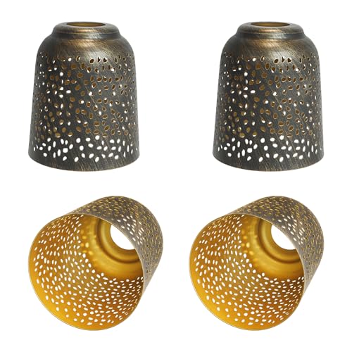 Image of Ceiling fan light covers 4 Pack replacements with 1.6 inch Fitter, ALUCSET 5.6 inch Height and 5 inchDiameter, Metal Bell Shaped light fixture cover Fits pendant light shade Chandeliers Wall Sconces Lights