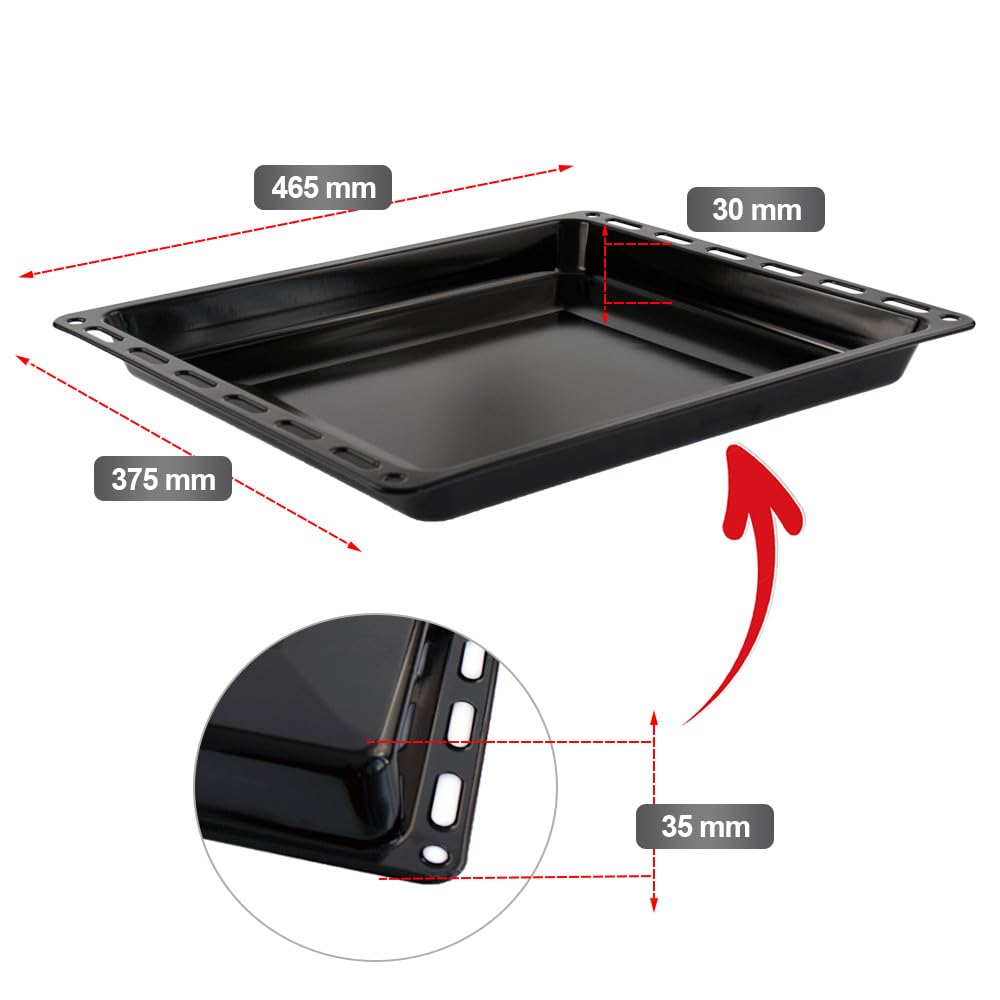 Universal Backofenregal & Emaille Backblech Set 465 x 375 mm, Ersatz Backofen Grillrost und Backblech für Backöfen, 2-teiliges Kochset