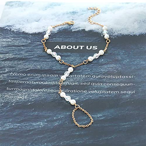 Olbye Pearl Toe Ring Anklet Bracelet Gold Barefoot Sandals Personalize Foot Chain Jewelry For Women And Girls Beach Wedding 2 Pcs #TOP3