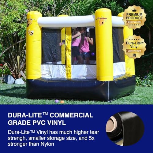 JumpOrange Busy Bee Bounce House Inflatable for Little Kids and Toddlers (with Blower), Basketball Hoop, Outdoor Indoor, Light Weight, Birthday Party, Bouncy House Jumper - Image 7