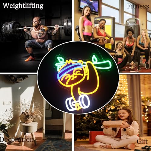 Dumbbell Sloth Neon Sign, Sloth Lifting The Weight Led Sign, Custom Neon Sign, Gym Room Wall Decor, Gymnastic Neon Wall Art Sign Christmas Birthday Gift