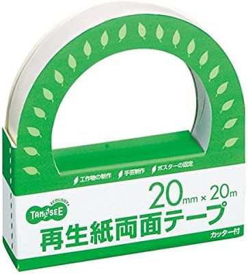 （まとめ） TANOSEE 再生紙両面テープカッター付 20mm&times;20m 1セット（10巻） 〔&times;2セット〕