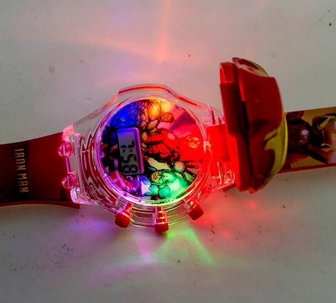 Image of Acnos Kids Edition Digital Watch - Spiderman, Captain America, Ironman, Ben10, Hulk - Disco LED Musical Watch for Boys and Girls