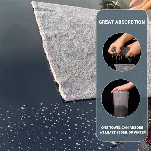 Image of Auto Hub Microfiber Car Cleaning Cloth and Wash Mitt Kit - Includes Ultra Soft 340 GSM Extra Large (40x40 CM) Microfiber Cloth for Car and Dual Sided Chenille Microfiber Wash Mitt 1700 GSM