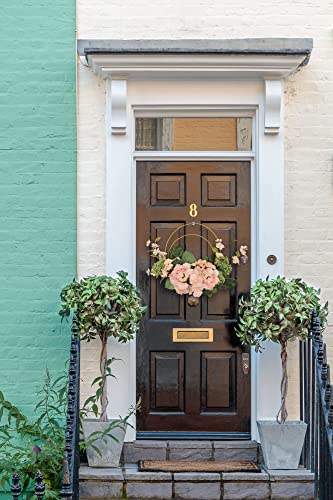 Spring Hydrangea Door Wreath, Green Eucalyptus Wreaths Artificial Cherry Blossoms Flowers Floral Summer Wreath For Outdoor Farmhouse Home Wall Kitchen Window Wedding Decor(28" Lx14 W, Pink/Cream) #TOP5