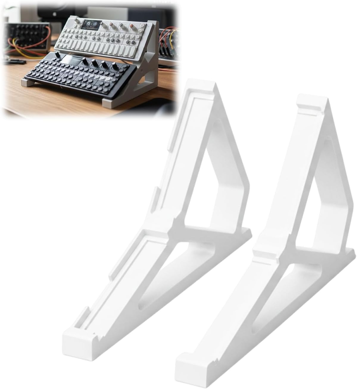 Dual Performance Stand for Teenage Engineering OP-1 Field/OP-XY, Angled Synth Stand, Stable Music Performance Accessory (White)