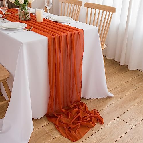 CHUQING Tischläufer Orange Chiffon dünner Tischläufer Für Hochzeiten Kommunionen 70 cm x 3 m