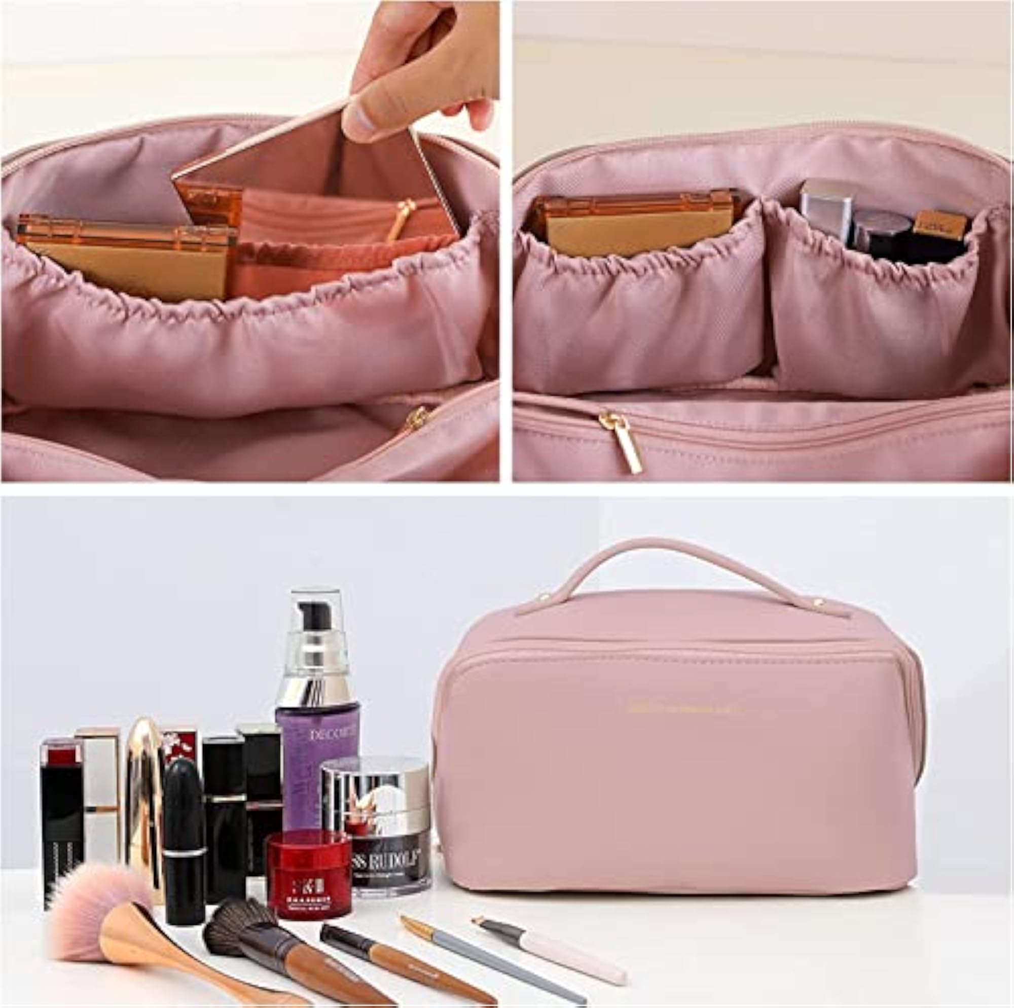 Large Capacity Waterproof PU Leather Makeup Bag for Women