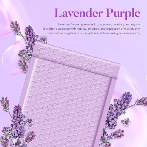 Image of Fuxury Bubble Mailers 6x10 Inch Padded Envelopes 100 Pack Usable Size 6x9 inch | Cute Self Seal Padded Mailers Small Bubble Shipping Envelopes for Mailing Jewelry,Makeup, Lavender Purple #0