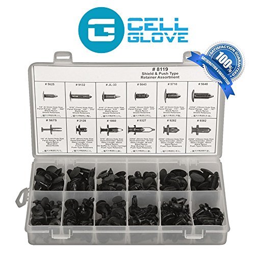 Cell Glove CP Push Retainer Set Easy Application Push Type Retainer Assortment Kit for Toyota GM Ford Honda Chevrolet Chrysler, 240 Piece