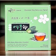Bitter Melon Tea Natural Pure Korean Gohyah Fruit Tea Ampalaya Karela Leaves No Sugar, Caffeine Free, Gluten Free, Vegan, Low Temperature Aged 50 Tea Bags Product of KOREA