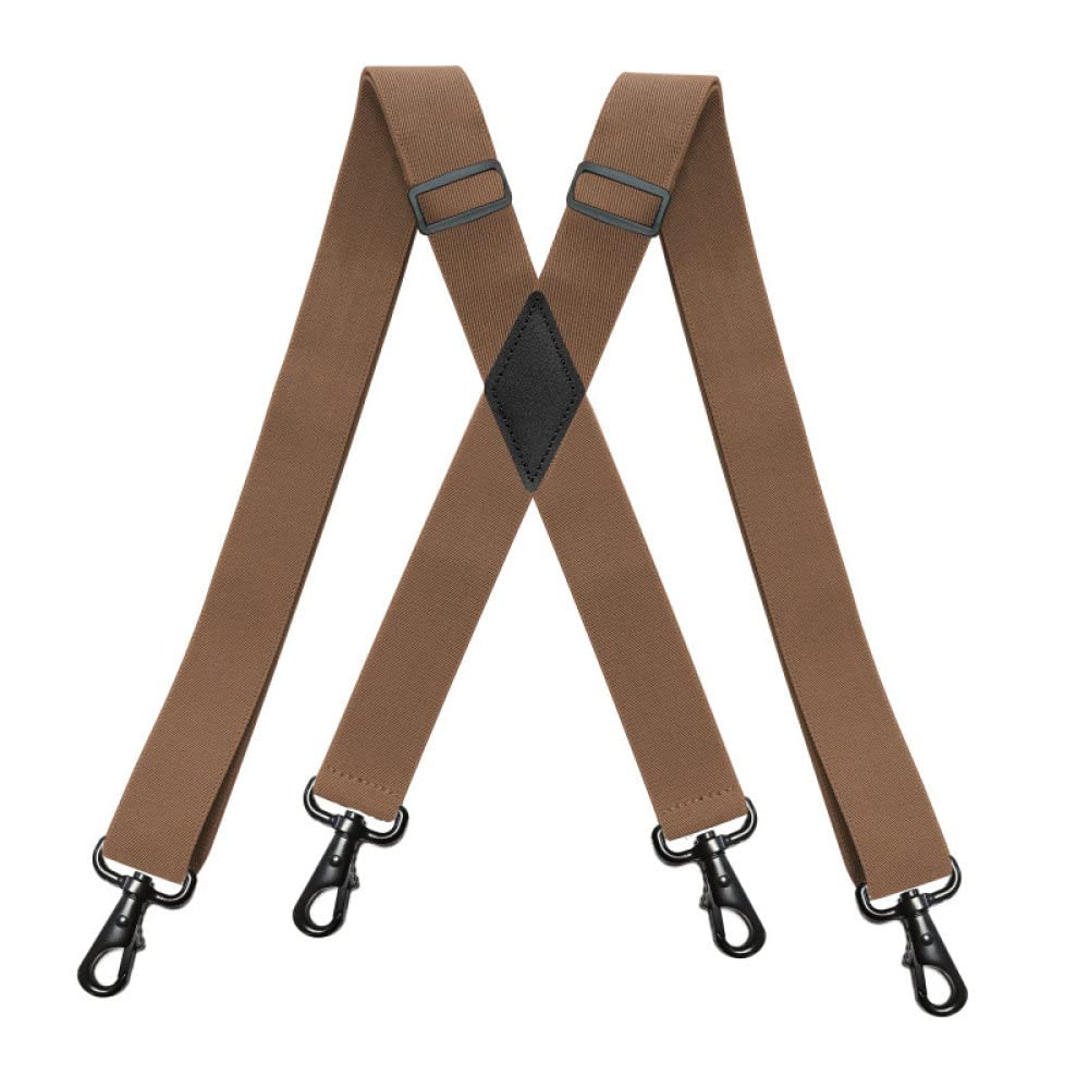 Szelki, 3.5 * 120Cm modne szerokie męskie szelki czarna klamra z haczykiem 4 klipsy rozciągliwe Jockstrap robocze akcesoria dla mężczyzn(Camel)