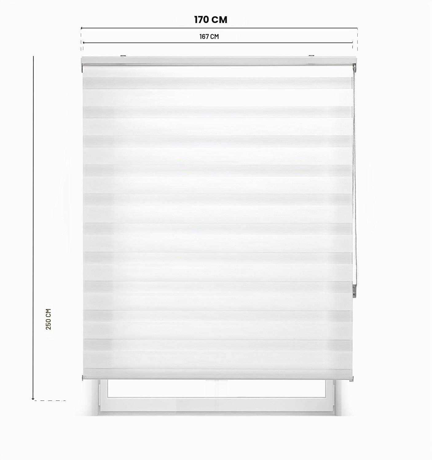 Estoralis - Shae - Estor Enrollable Doble Tejido, Noche y día, Blanco Roto, 170 x 250 cm