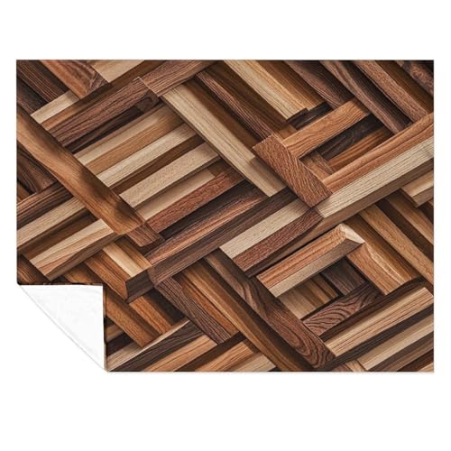 Couverture micro polaire légère chaude plaid lit imprimé bois zigzag