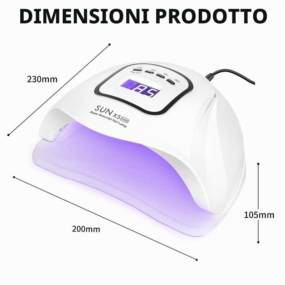 Lampada unghie LED UV da 150 W, lampada UV LED per unghie in gel, con timer 10s/30s/60s/99s, sensore infrarossi, display LCD