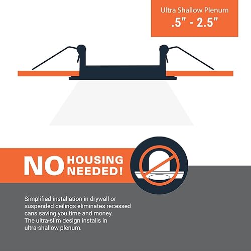 Miniatura 4 de HALO Luz LED empotrable de disco de techo y ducha de 4 pulgadas, luz descendente ultrafina sin lata, 5CCT seleccionable, color blanco, paquete de 6