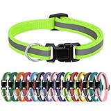 16 Pack Puppy Collars for Litter, Reflective Puppy Collars Adjustable Puppy ID Collars Soft Nylon Whelping Collars for Newborn Litter Puppy Pets-Reflective