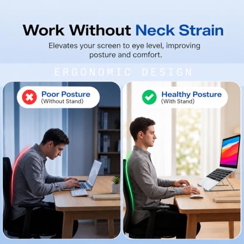 Image of Adjustable Aluminum Laptop Stand, 6-Level Foldable Riser
