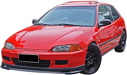 Miniatura 4 de IKON MOTORSPORTS, Borde de parachoques delantero compatible con Honda Civic Hatchback y Coupe 1992-1995 de 2 puertas, color negro sin pintar estilo
