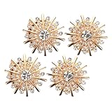 DECORNIJIA 4 Piezas Cubiertas de Botones con Strass para Camisas Tapas de Botón de Aleación Dorada con Diamantes Imitación Clip Desmontable sin Costura Accesorios Elegantes para Trajes y