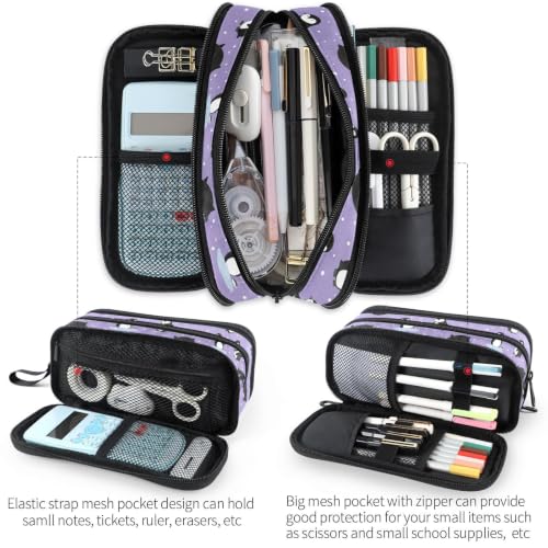 Image of Fustylead Penguins Large Pencil Bag Storage Pen Case Makeup Pouch Stationery Bag for School College Office Organizer