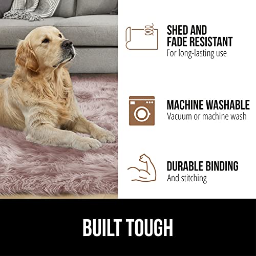 Gorilla Grip Fluffy Faux Fur Rug, Machine Washable Soft Furry Area Rugs, Rubber Backing, Plush Floor Carpets For Baby Nursery, Bedroom, Living Room Shag Carpet, Luxury Home Decor, 2X4, Dusty Rose #TOP5